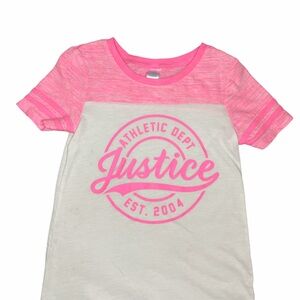 Justice Athletic Pink and White Tee